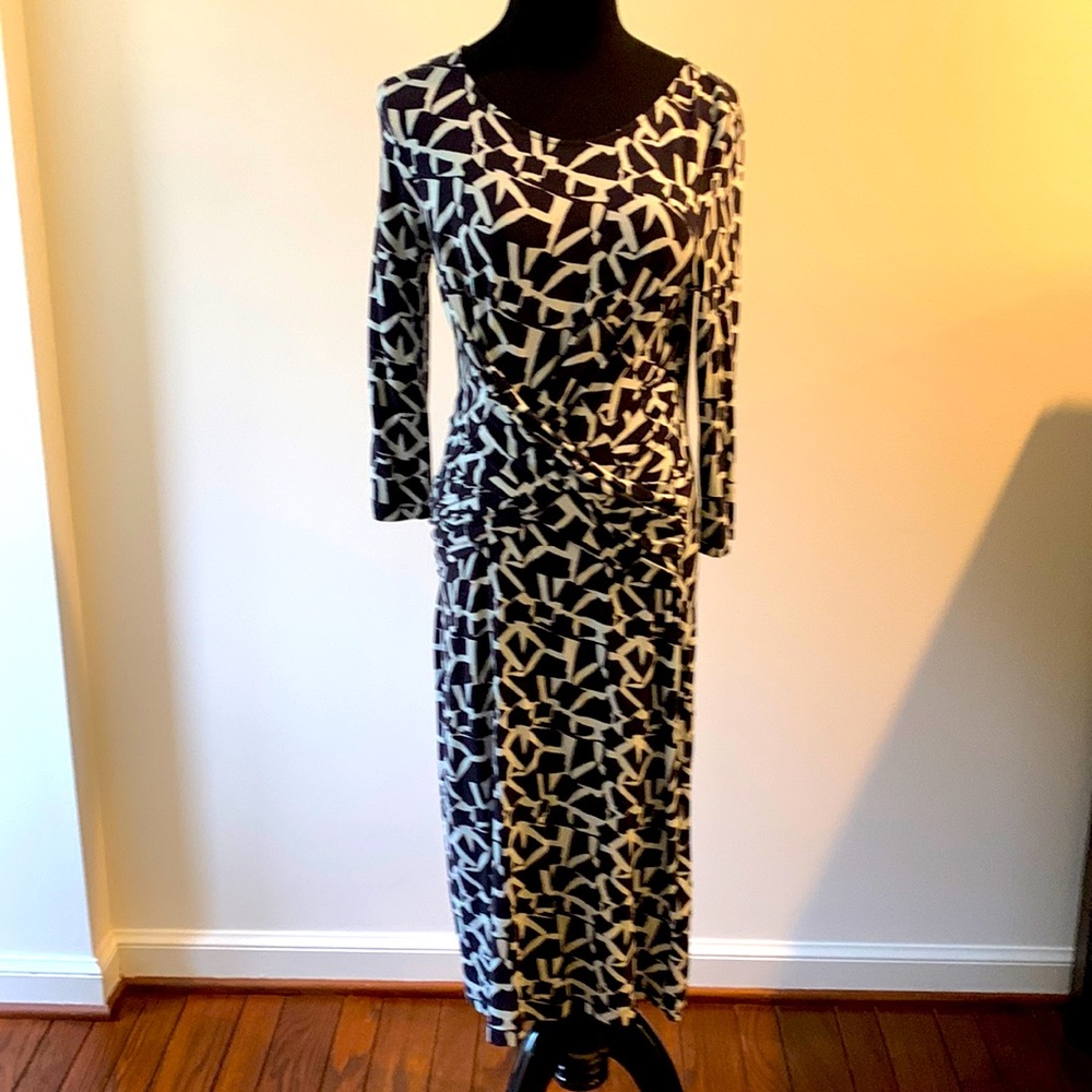 Hobbs of London black and white geometric print dress